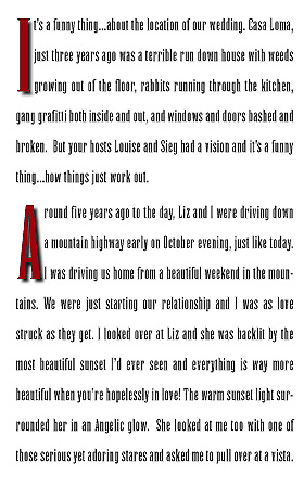 inside the program, basically the story of how we chose the wedding site.